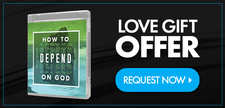 Display of How to Depend on God with words “LOVE GIFT OFFER”